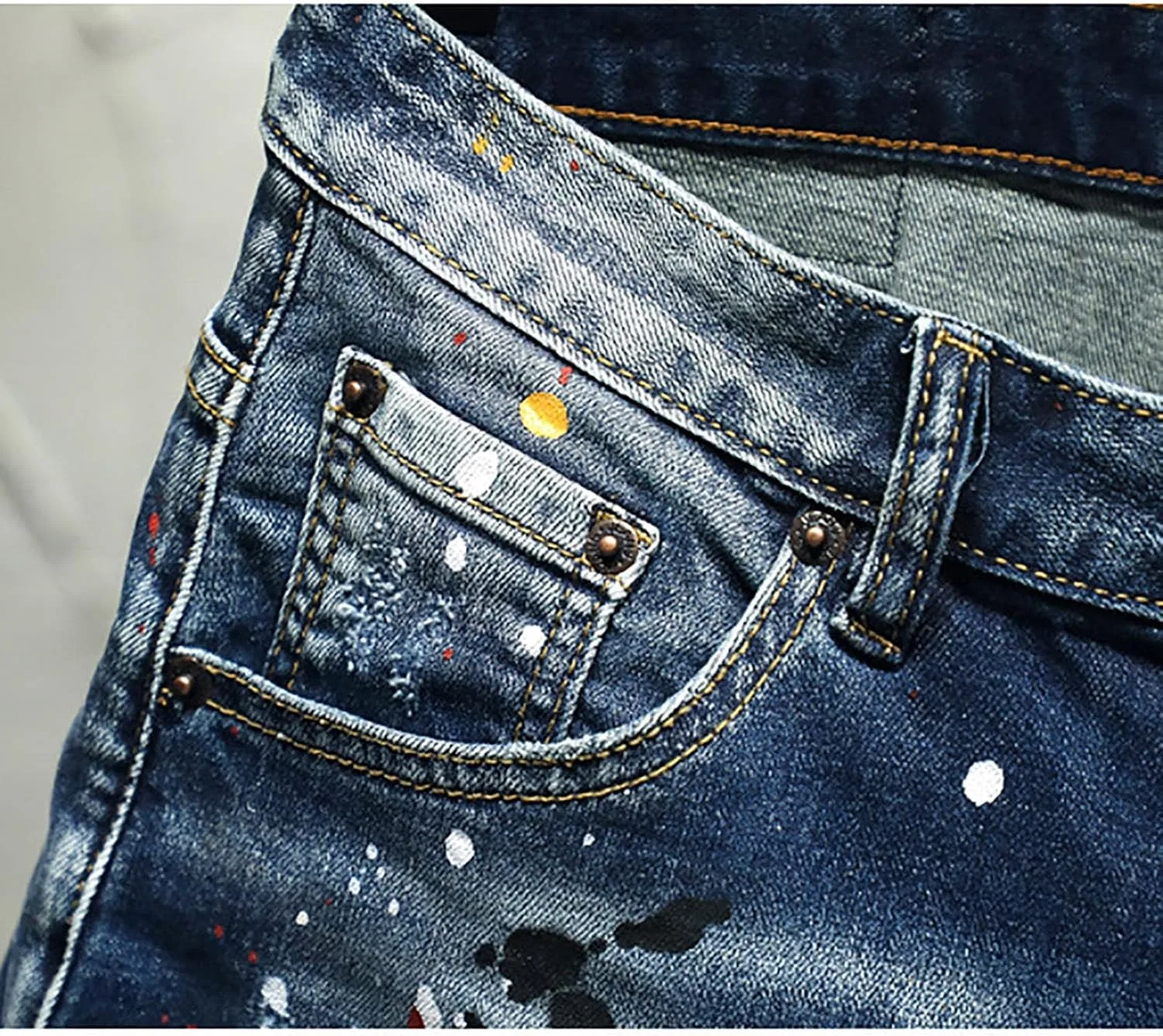 Джинсы деним, paint-splattered distressed, A — фото 4