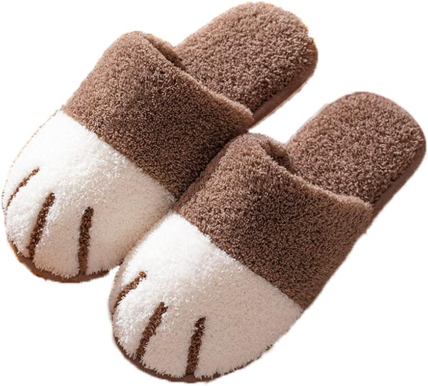 

Унисекс милые зимние теплые, плюшевые тапочки с рисунком животных Aledle-Life, коричневый