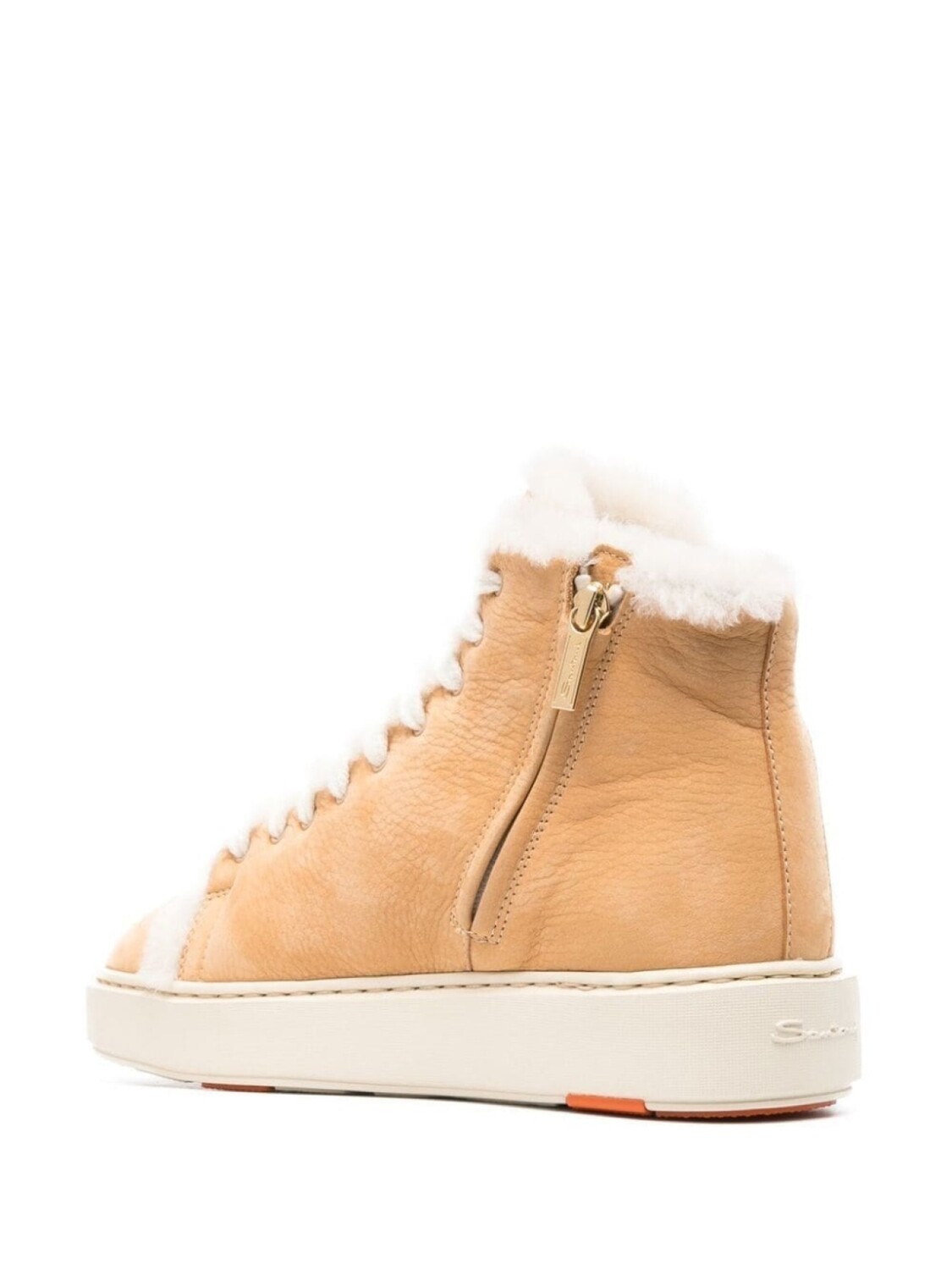Santoni высокие кроссовки с отделкой из овчины, нейтральный цвет — фото 3