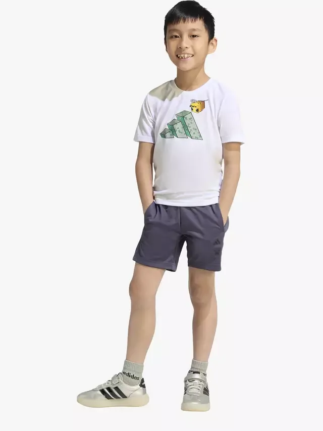 Детский летний тренировочный комплект Minecraft: футболка и шорты, белые adidas
