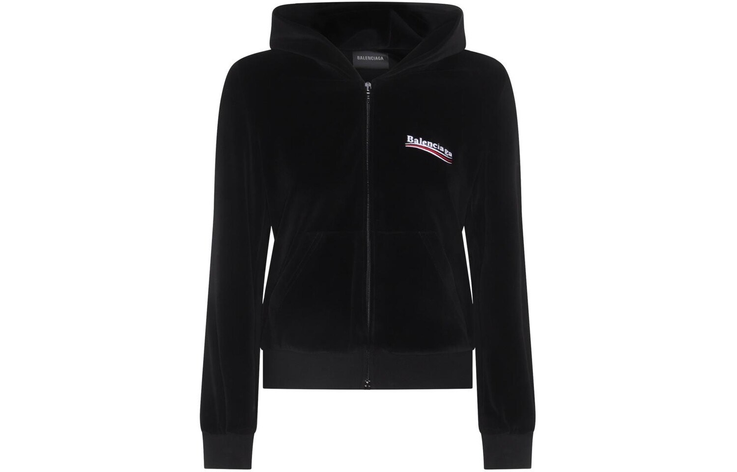 

Худи женская Balenciaga Velour Zipped, черный