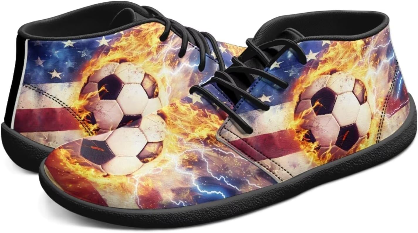 

Мужские босоножки с нулевым падением, минималистичные с широкой носочной частью, нескользящие и удобные для ходьбы и походов кроссовки Pointodoor, Soccer American Flag Flame