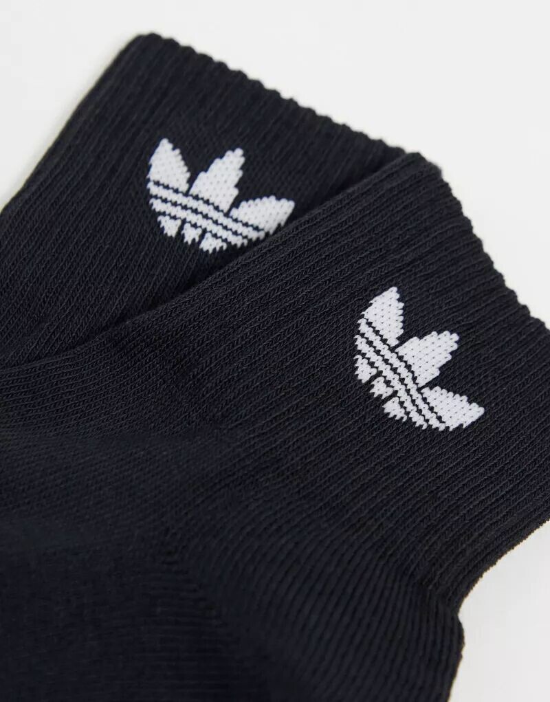 Комплект из трех черных носков adidas Originals с логотипом в виде трилистника — фото 4