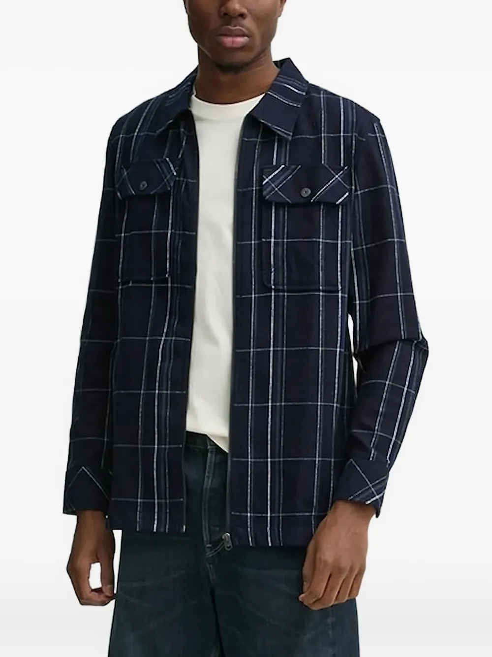 

Клетчатая рубашка на молнии G-Star RAW, синий