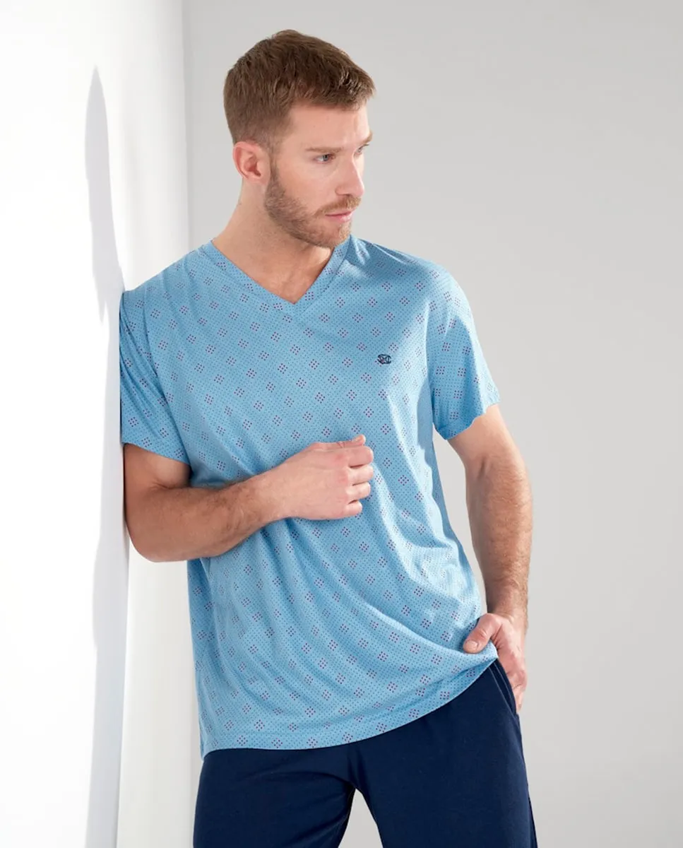 

Мужская короткая пижама из трикотажа с принтом Hom, мультиколор