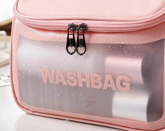 Прозрачная косметичка WASHBAG, розовая R2 R70 — фото 4