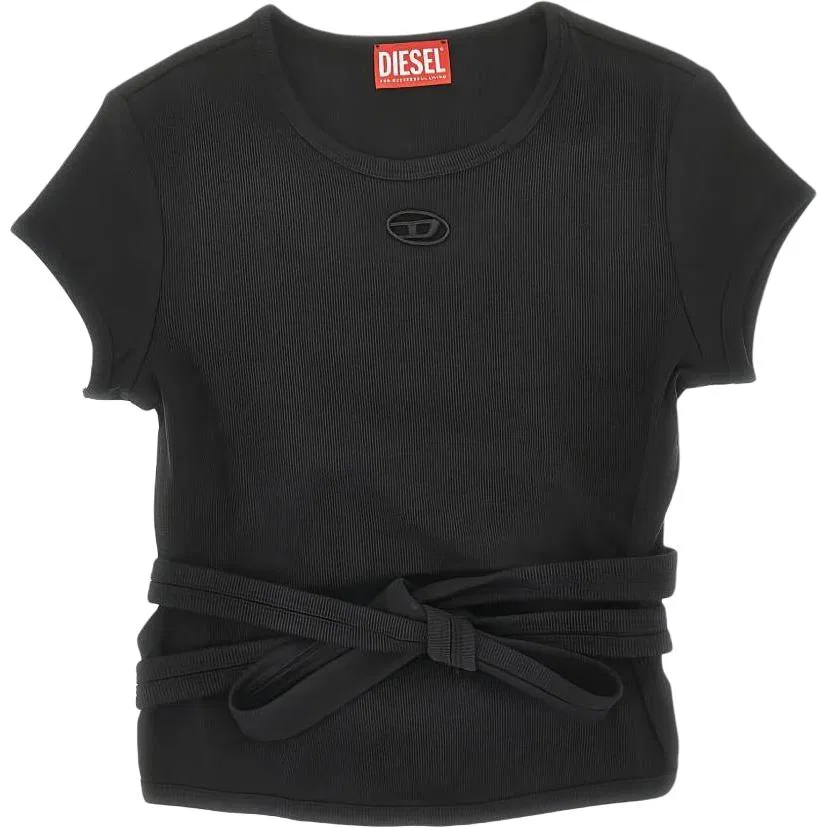 Футболка с завязками на талии DIESEL, Black