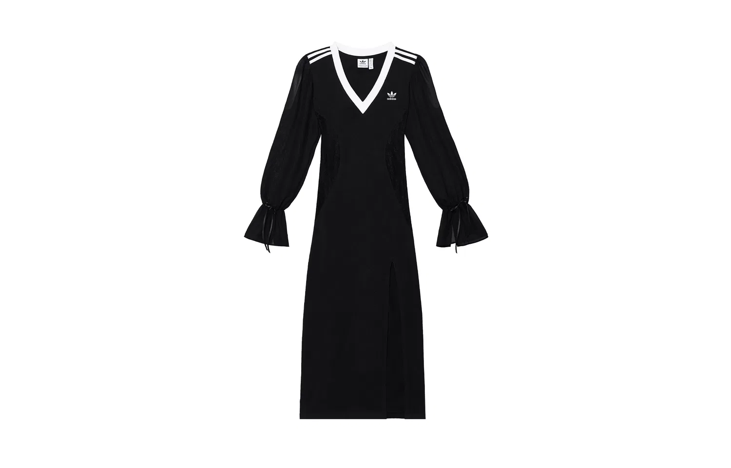 Платье-макси 3 Stripes с коротким рукавом женское black white Adidas Originals