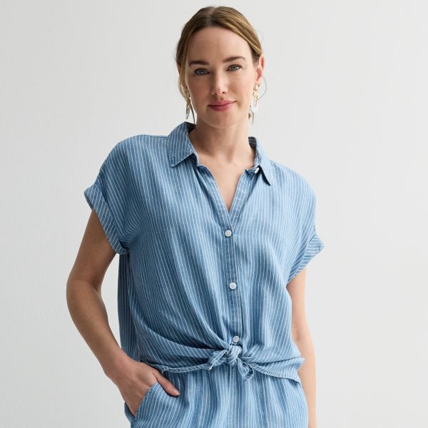 

Маленькая кемпинговая рубашка Sonoma Goods For Life, цвет chambray mini stripe