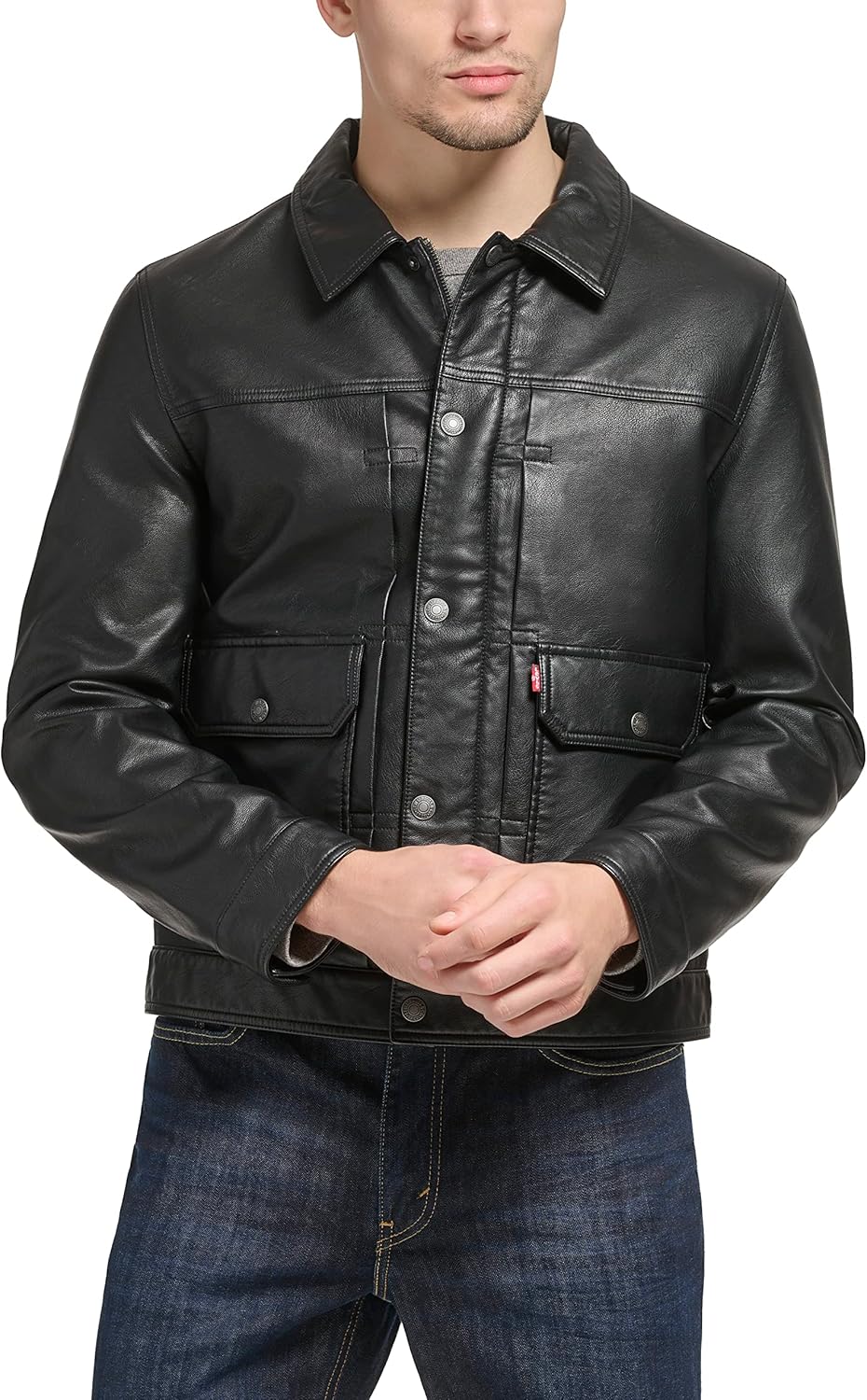 Мужская легкая куртка-рубашка Levi's для дальнобойщиков Levi's, Black Faux Leather — фото 2
