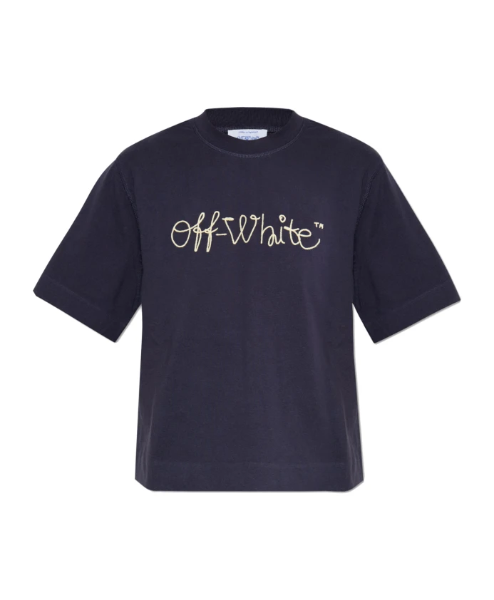 

Короткая футболка с логотипом Off White, синий