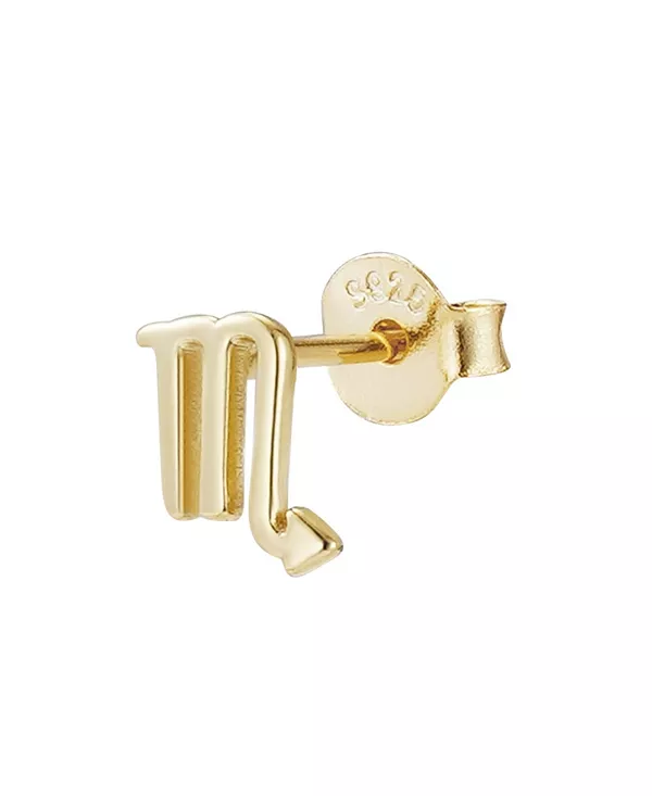 

Серьги-Гвоздики с одним знаком зодиака из стерлингового серебра 925 пробы с позолотой 14 карат Adornia Fine, gold-scorpio