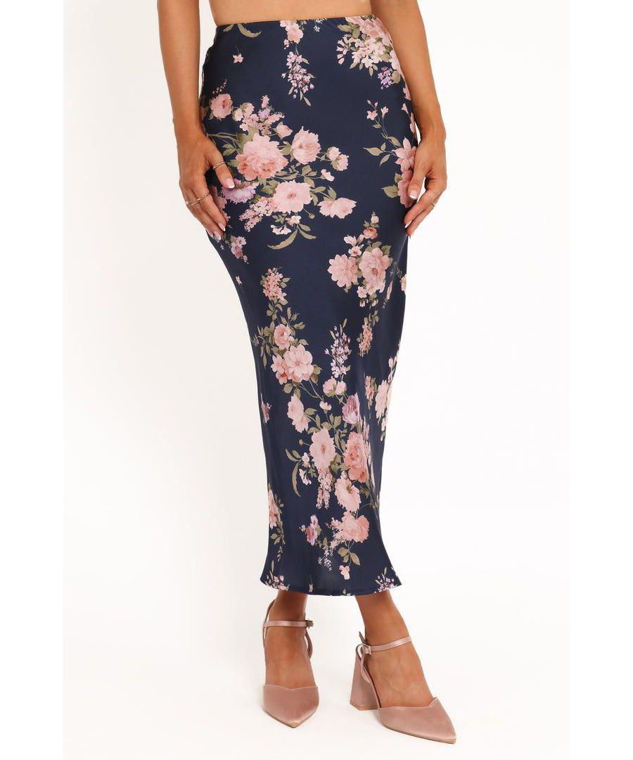 

Женская атласная юбка миди Kenna, темно-синяя с цветочным принтом, размер XL Petal and Pup, Navy