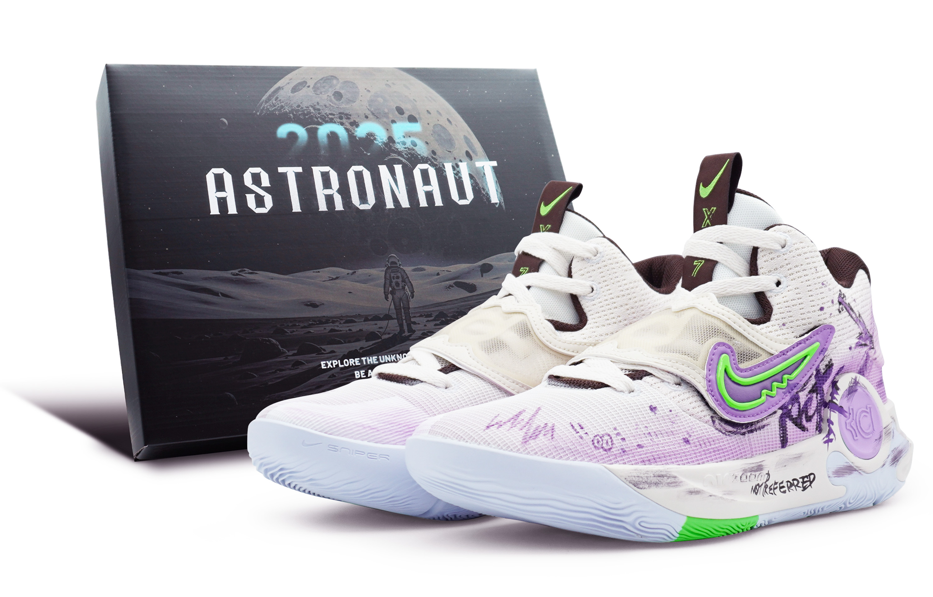 

Nike Баскетбольные кроссовки KD Trey 5 X Cushioning с низким верхом, влагоотводящие, мужские, белые, фиолетовые