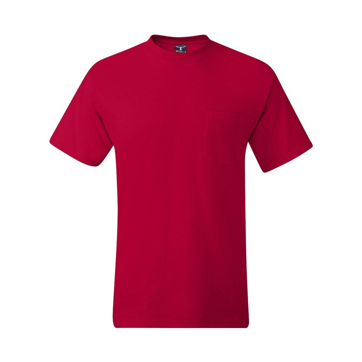 

Футболка Hanes Beefy-T с карманом, темно-красный