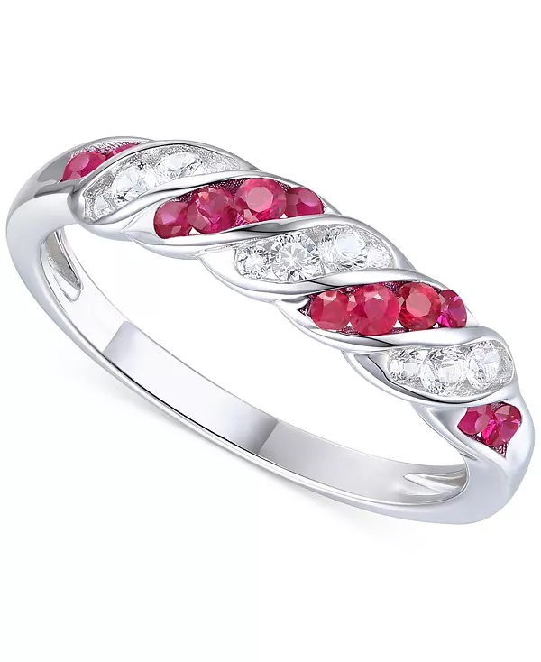 

Кольцо-Завиток с изумрудом (1/5 карата tw) и бриллиантом (1/5 карата tw) из стерлингового серебра (также с рубинами и сапфирами) Macy'S, ruby