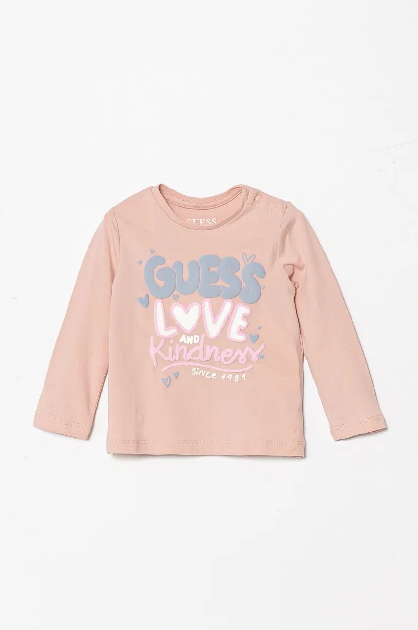 

Детская футболка с длинными рукавами Guess, розовый