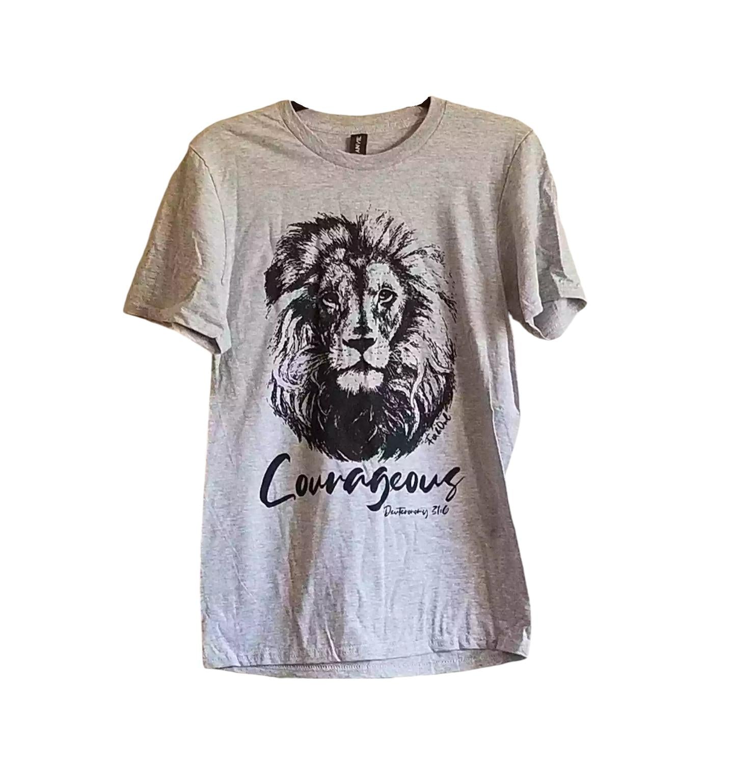 

Футболка унисекс Courageous Lion серого цвета Fox and Owl