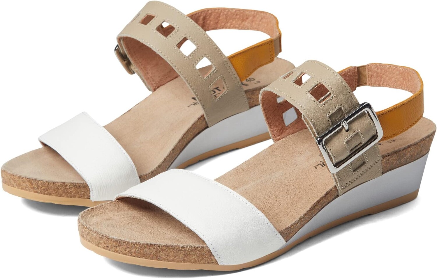 Босоножки Dynasty Naot, цвет White/Beige/Marigold Leather Combo