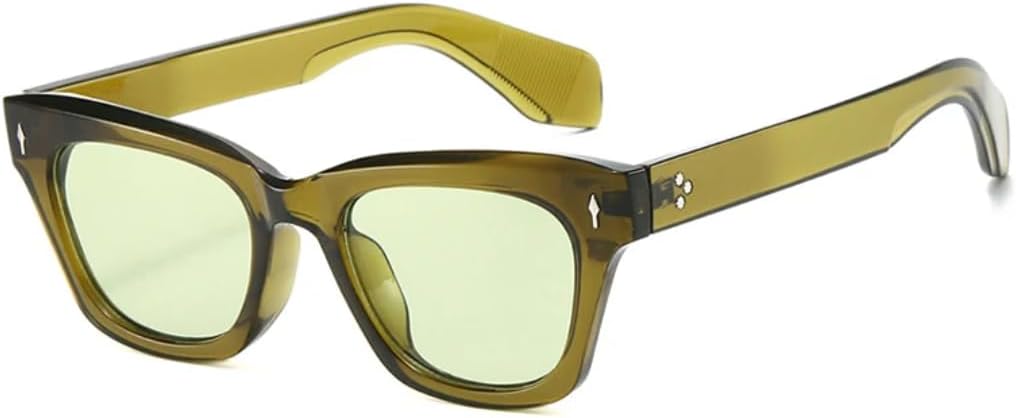 

Модные солнцезащитные очки с прозрачными линзами цвета "океан" и защитой от УФ-излучения UV400 для женщин, модель "кошачий глаз", ретро-стиль с заклепками, модные темно-зеленые для мужчин UUPTTPL, Olive Green Green