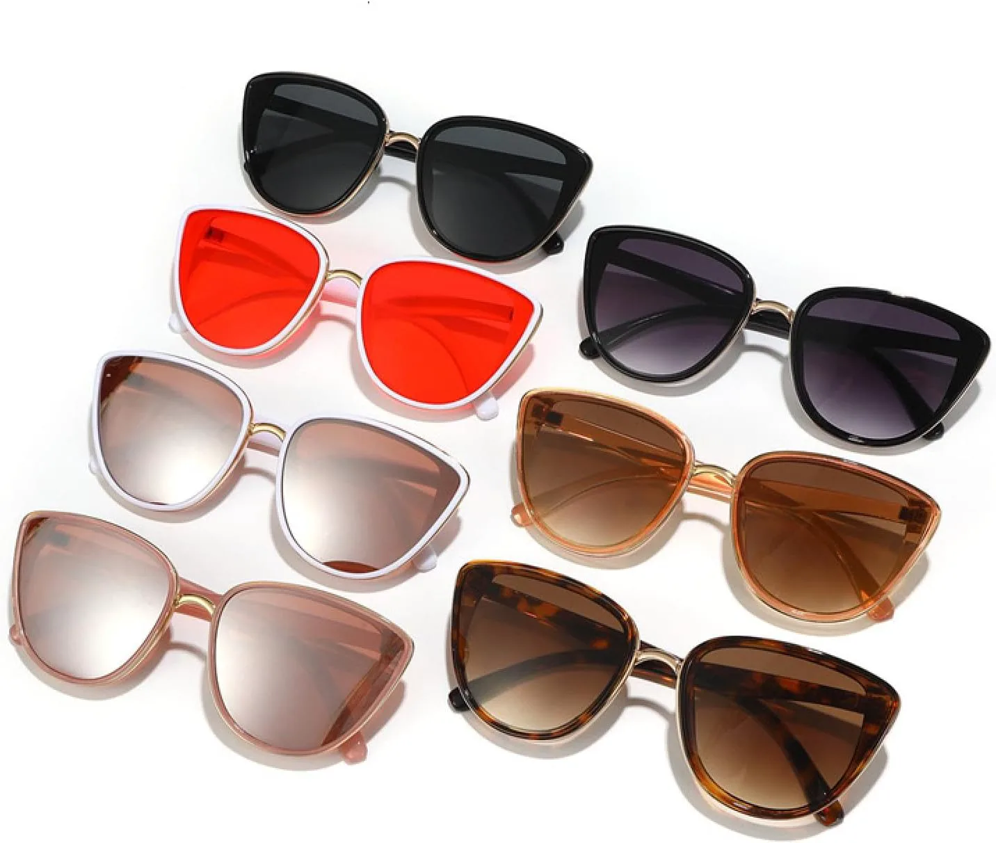 

Винтажные солнцезащитные очки «кошачий глаз» для женщин, популярный модный дизайн, зеркальные, с защитой от УФ-излучения UV400, класса люкс VVTWSSW, Pink-pinkbrown