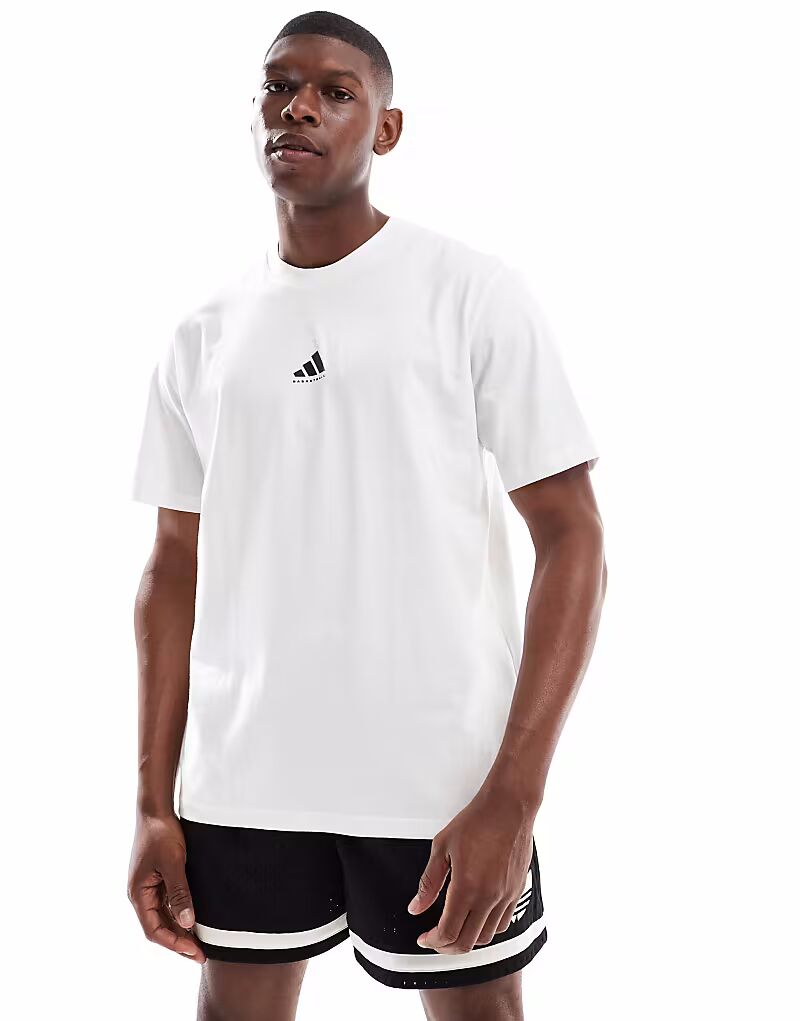 

Adidas performance баскетбольная футболка Adidas с графическим принтом белого/черного цвета