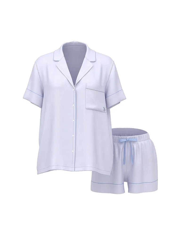 Фирменный атласный короткий пижамный комплект Victoria'S Secret, Signature Satin Icy Lavender — фото 3