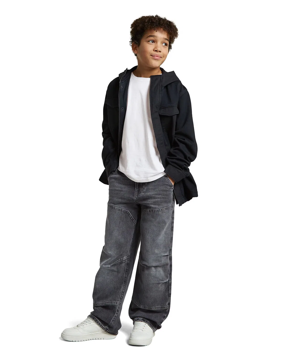 Джинсы G-Star свободного кроя Boys Carpenter Loose Jeans светло-серого цвета — фото 4