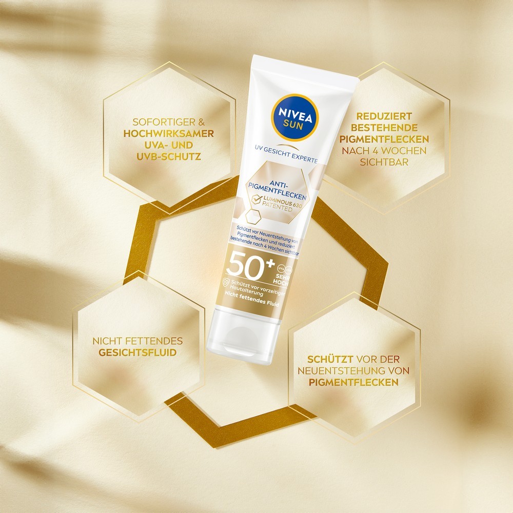 Солнцезащитный крем nivea sun uv gesicht luminous630 anti pigmentflecken lsf50+ Nivea, объем 40 мл — фото 3