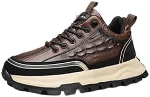 

Мужские модные кроссовки Hhhchpm из коровьей кожи с эластичной лентой, повседневные мягкие шнуровки, нескользящие, удобные для прогулок и вождения, коричневый