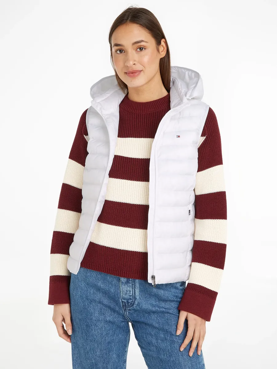 

Стеганый жилет Tommy Hilfiger "LW PADDED GLOBAL STRIPE VEST" (серия Global TH WOMEN), на резинке, цвет Th_Optic_White