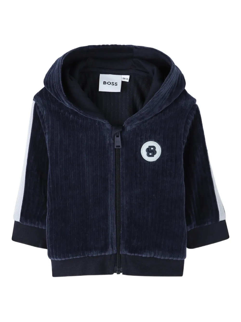 Вельветовый спортивный костюм с капюшоном BOSS Kidswear, синий — фото 3