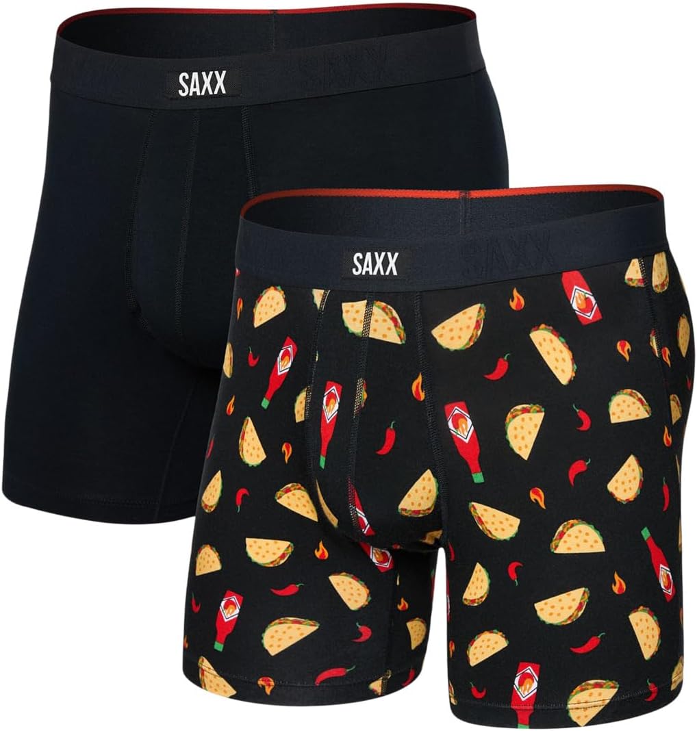 

Боксеры SAXX UNDERWEAR Vibe Xtra Soft Comfort Boxer Brief Fly 2-Pack, цвет Flamin Hot/Black