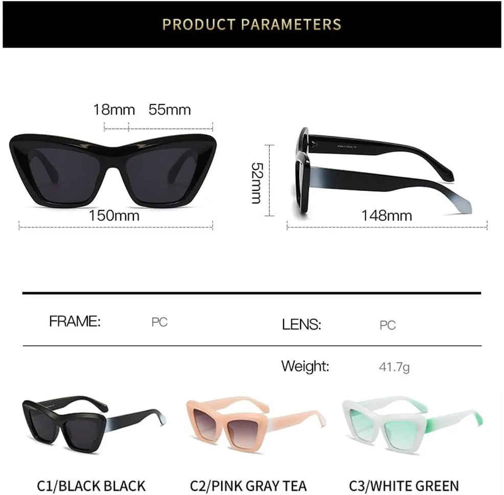 

Женские солнцезащитные очки «кошачий глаз», конфетные цвета, роскошный винтажный стиль, солнцезащитные очки для женщин с защитой от УФ-излучения UV400 TVTBBVV, White