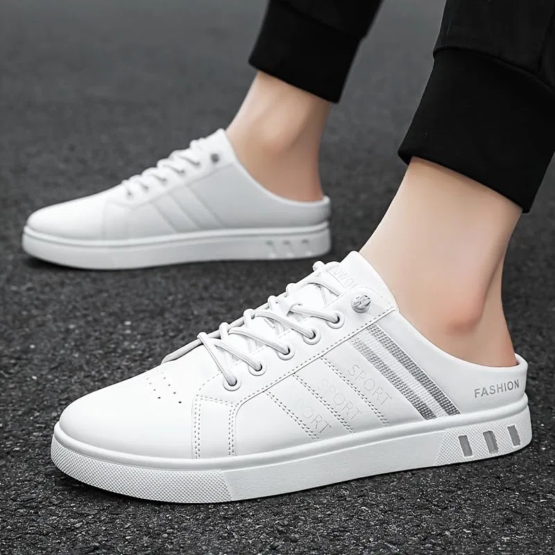 Мужские мокасины Spring/Summer Fashionable Men's Slip-On Mules Sneakers, бело-серые FmShi — фото 3
