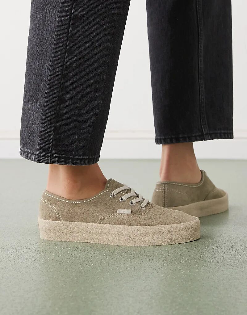 Кроссовки Vans Authentic из замши светло-зеленого цвета с креповой подошвой
