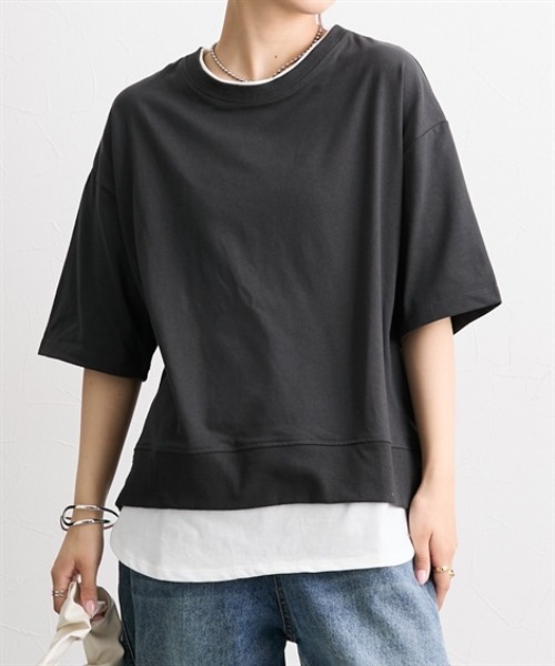 

Топ многослойный свободного кроя с рукавами 5/8 Nissen, черный