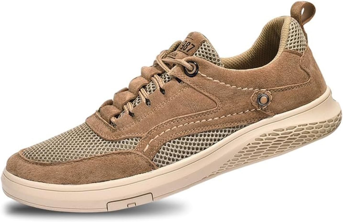 

Мужские повседневные туфли на шнуровке с дышащей сеткой, кроссовки для ходьбы, модные легкие обувь для мужчин Generic, коричневый