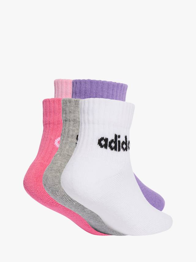 Детские носки до щиколотки из хлопковой смеси adidas, Pack of 5, Pink/Grey/White — фото 2