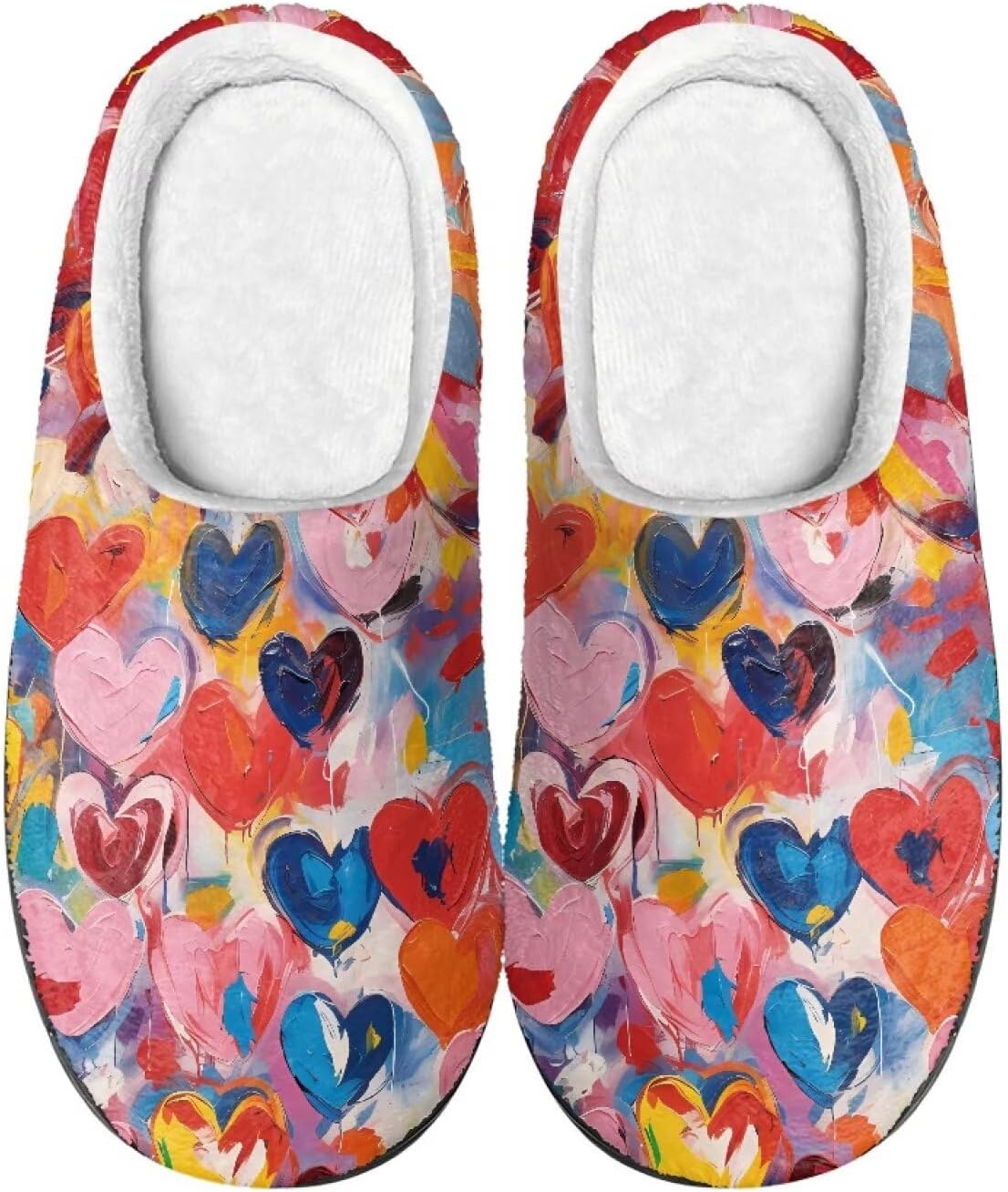 

Мужские и женские нескользящие тапочки, теплые мягкие уютные тапочки из фланели, домашняя обувь для спальни и улицы, размеры 2-12 Zcfygdx, Art Oil Style Love Heart Print