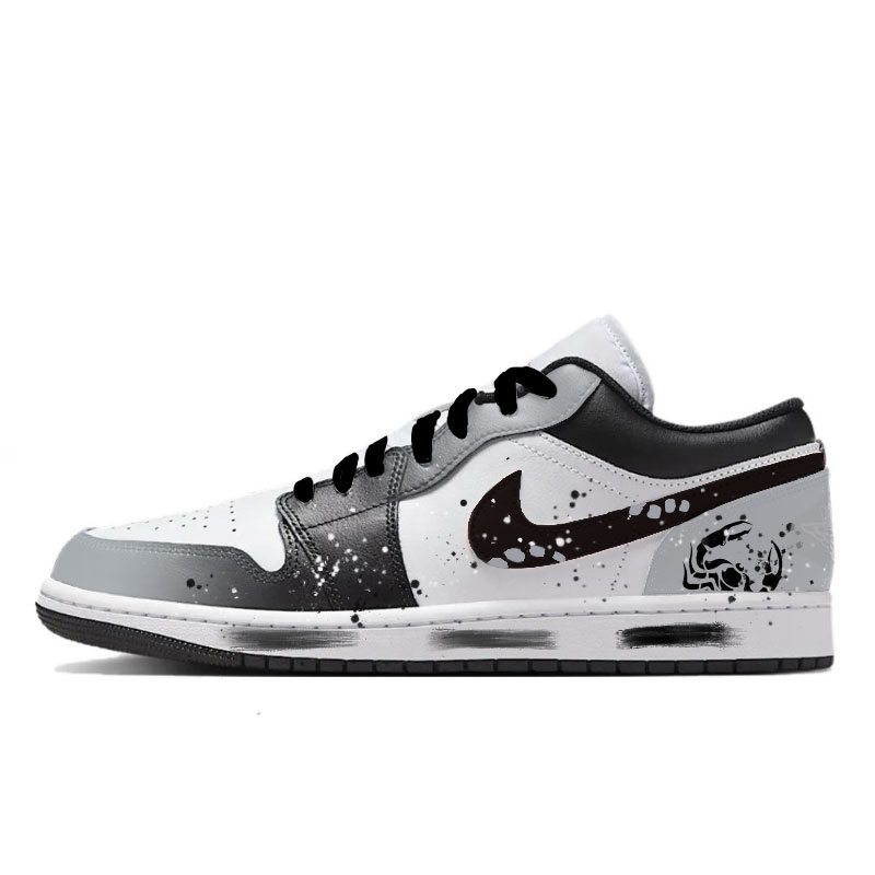 

Jordan Серые кроссовки Ink Assassin устойчивые к истиранию низкие винтажные баскетбольные мужские Black Gray