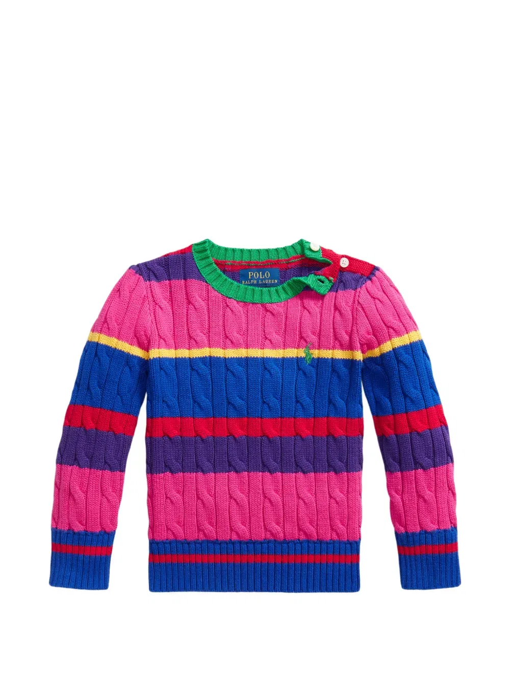 Свитер в полоску крупной вязки Polo Ralph Lauren Kids, розовый