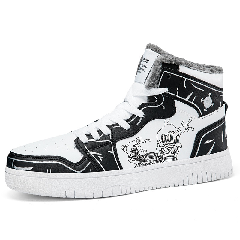 

Kuding Мужские скейтерские кроссовки High Top черно-сине-белые - утепленные Panda Black, цвет Panda Black Insulated Shoes