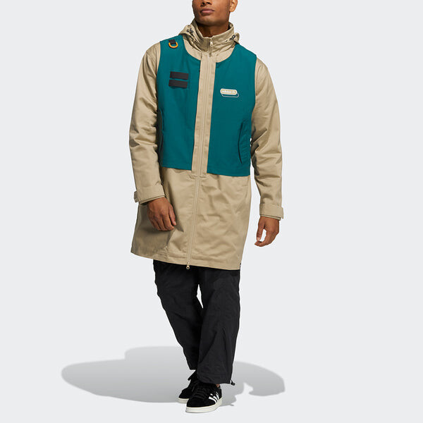 Куртка Men's adidas originals Mr Parka Detachable Contrasting Colors Vest Mid-Length Hooded logo Jacket Khaki, хаки — фото 4