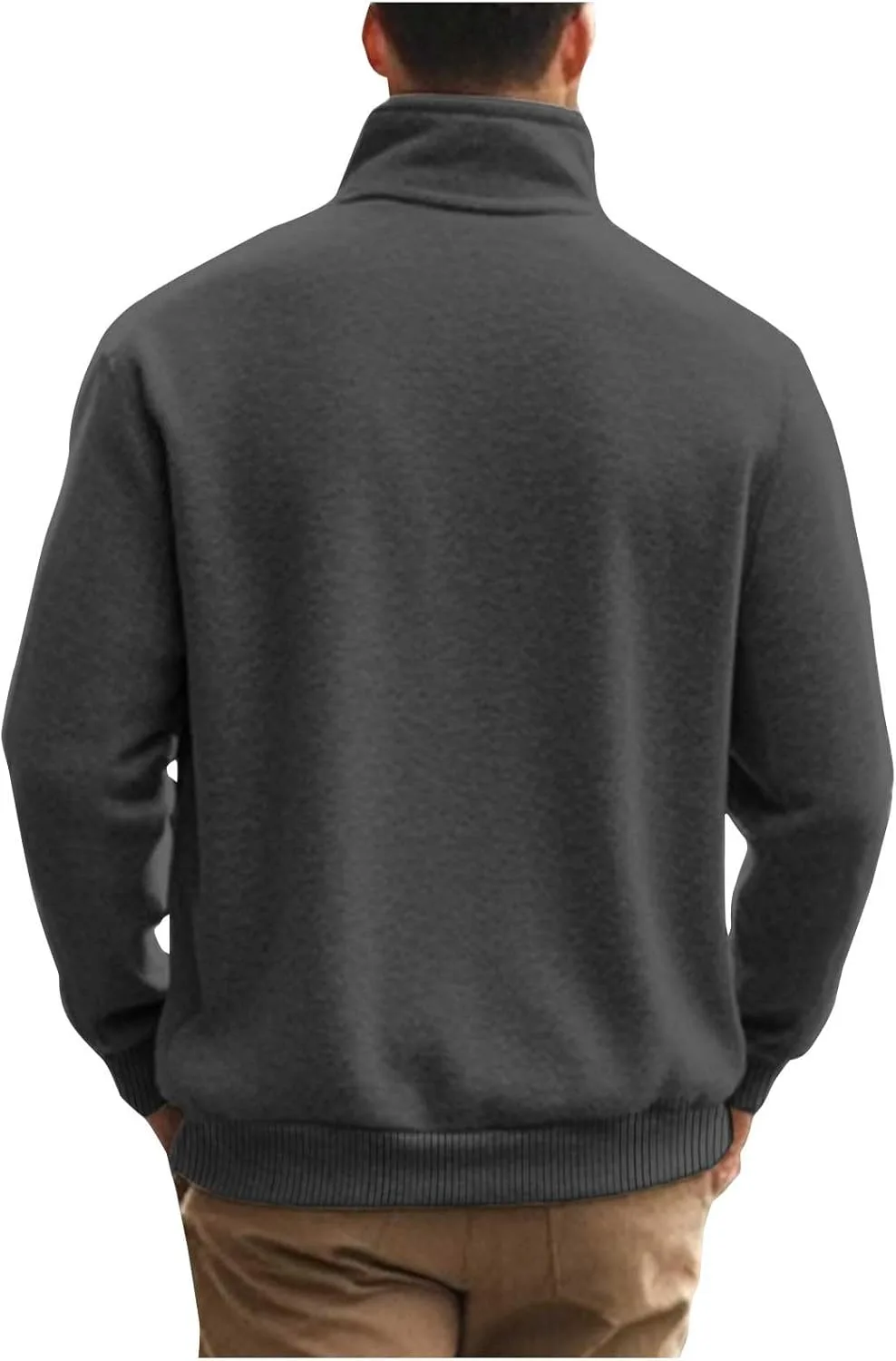 Мужская толстовка с воротником-стойкой, утепленная флисом, Slim Fit — фото 3