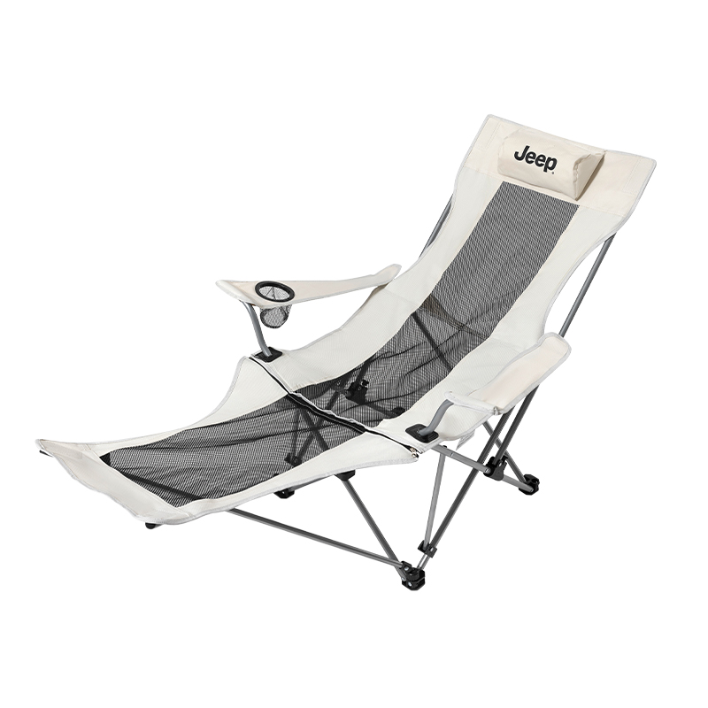 

Складные стулья и табуреты для улицы Jeep, Gauze Upgraded Four-Level Adjustment Armchair[Ecru]With Footrest