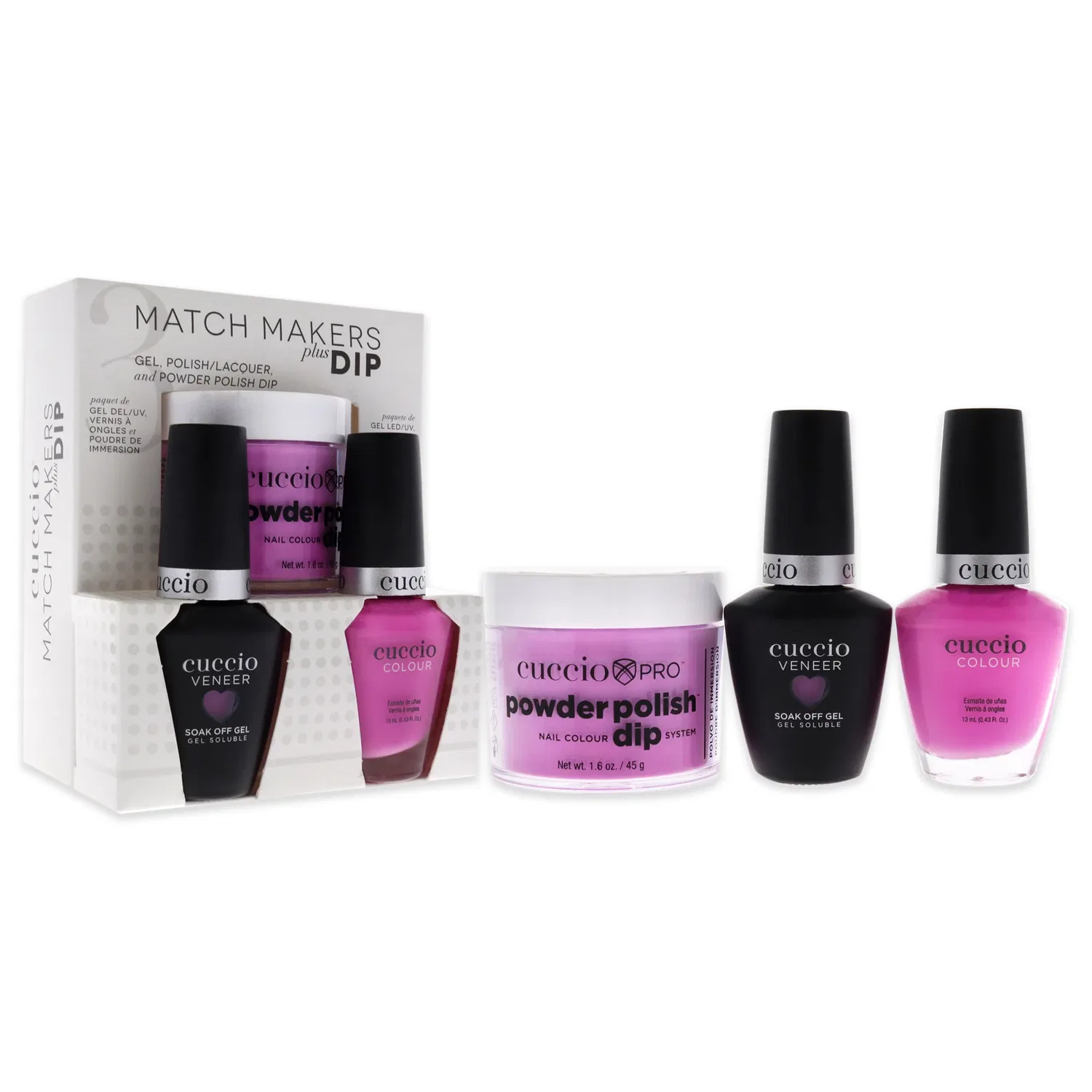 Набор Match Makers Plus Dip - Take On Me от Cuccio Colour для женщин - 3 предмета: 1,6 унции профессионального порошкового лака для ногтей, 0,44 унции геля для снятия покрытия Veneer, 0,43 унции цветного лака для ногтей — фото 3