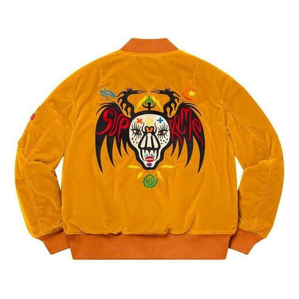 Куртка clayton patterson skulls velvet ma-1 jacket 'yellow white black red' Supreme, желтый — фото 2