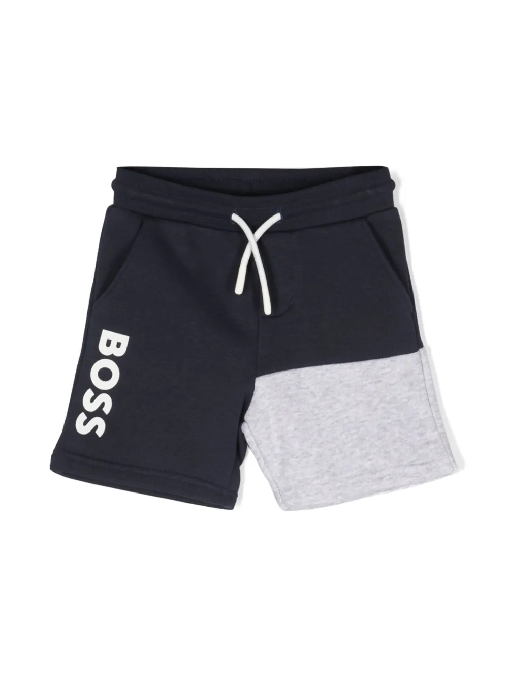 

Шорты в технике пэчворк с логотипом Boss Kidswear, синий