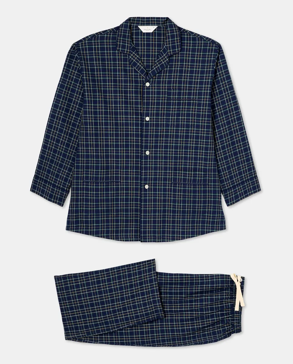 

Мужская пижама из поплина в клетку Emidio Tucci, темно-синий
